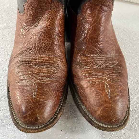 Hondo Boots Mens 9.5 D Chocolate Brown Leather Western Cowboy Made In Mexico