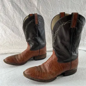 Hondo Boots Mens 9.5 D Chocolate Brown Leather Western Cowboy Made In Mexico