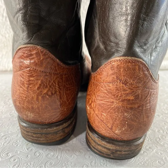 Hondo Boots Mens 9.5 D Chocolate Brown Leather Western Cowboy Made In Mexico