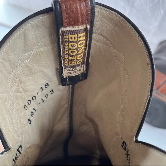 Hondo Boots Mens 9.5 D Chocolate Brown Leather Western Cowboy Made In Mexico