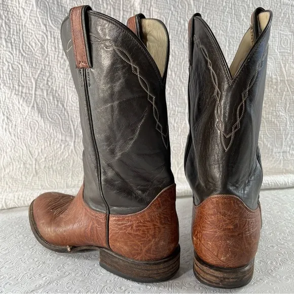 Hondo Boots Mens 9.5 D Chocolate Brown Leather Western Cowboy Made In Mexico