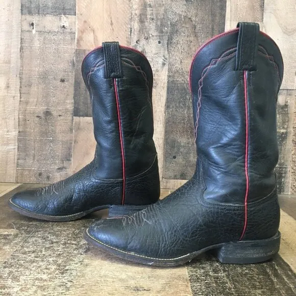 Hondo Vintage Round Toe Black Cowboy Boots Mens 8 D