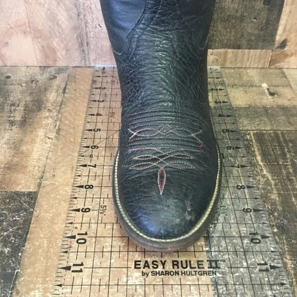 Hondo Vintage Round Toe Black Cowboy Boots Mens 8 D