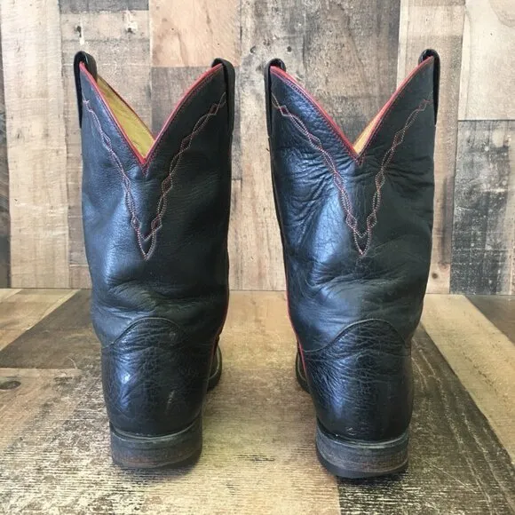 Hondo Vintage Round Toe Black Cowboy Boots Mens 8 D
