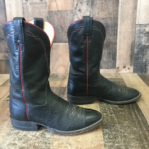 Hondo Vintage Round Toe Black Cowboy Boots Mens 8 D