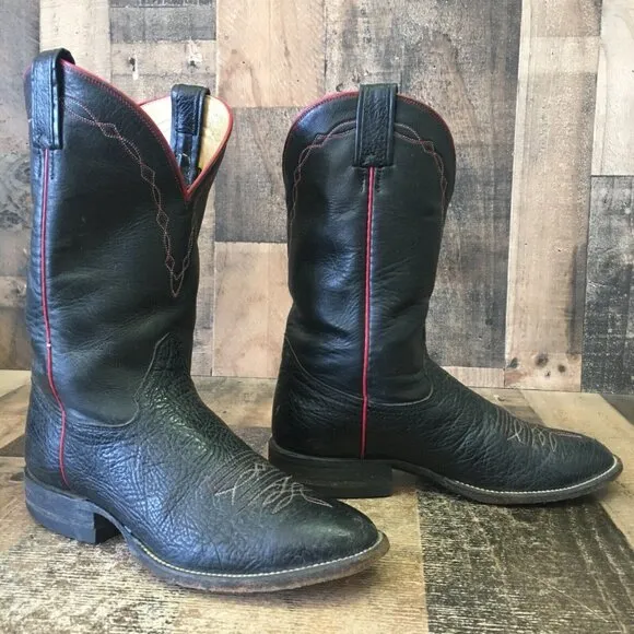 Hondo Vintage Round Toe Black Cowboy Boots Mens 8 D