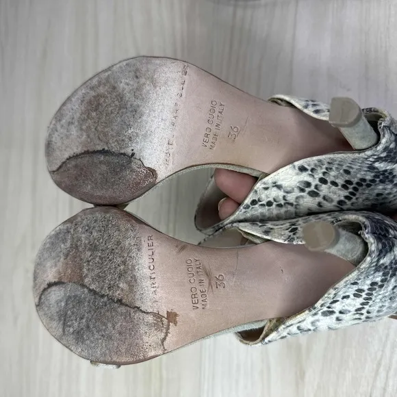 Hotel Particulier Shoes Womens EU 36 Beige Snake Print‎ Heeled Sandal