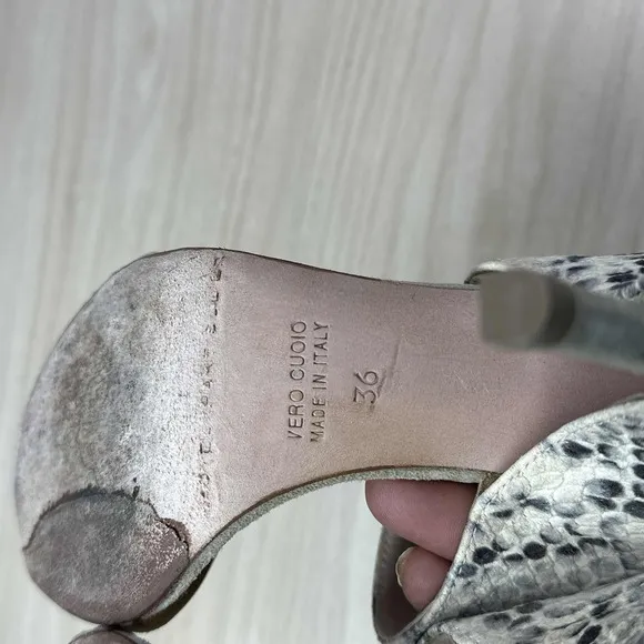 Hotel Particulier Shoes Womens EU 36 Beige Snake Print‎ Heeled Sandal
