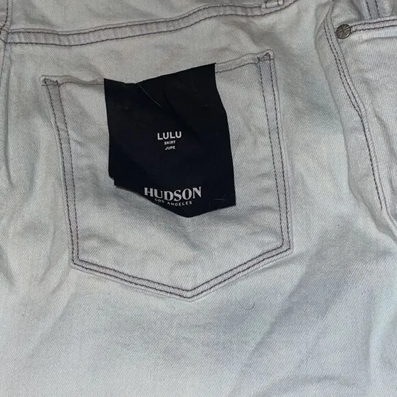 Hudson Jeans Skirt Lulu Pencil Light Blue Wash Frayed Denim Skirt Sz 26