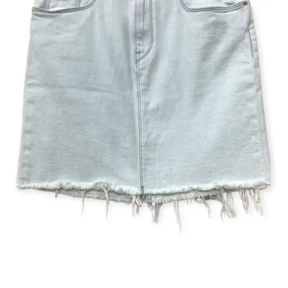 Hudson Jeans Skirt Lulu Pencil Light Blue Wash Frayed Denim Skirt Sz 26