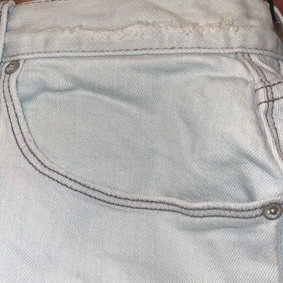 Hudson Jeans Skirt Lulu Pencil Light Blue Wash Frayed Denim Skirt Sz 26