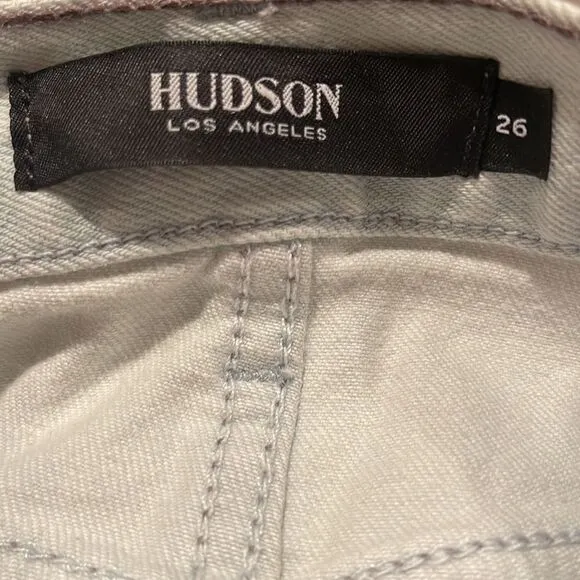 Hudson Jeans Skirt Lulu Pencil Light Blue Wash Frayed Denim Skirt Sz 26