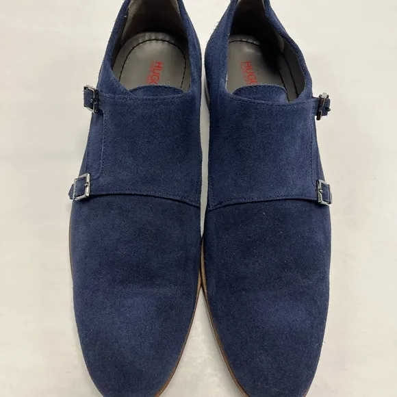 Hugo Boss Blue Suede Derek Double Monk Strap Shoes Sz. 11