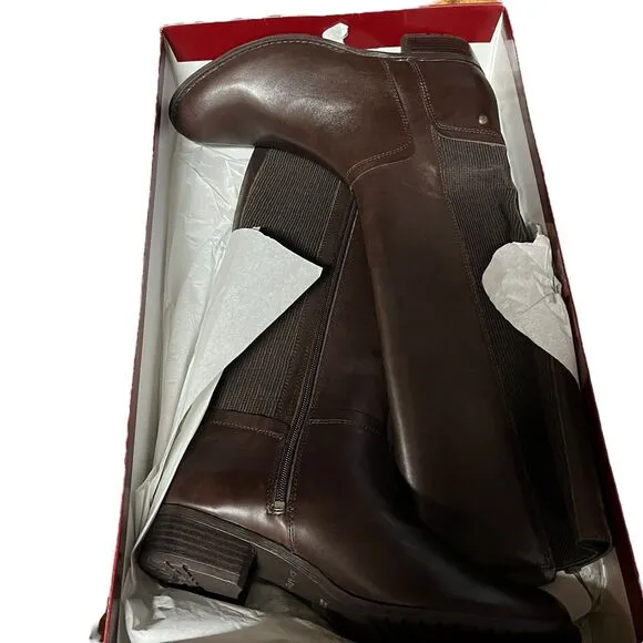 Hush Puppies Leather Riding Boots Womens Lindy Chamber Water Resistant SZ 8 UK 6
