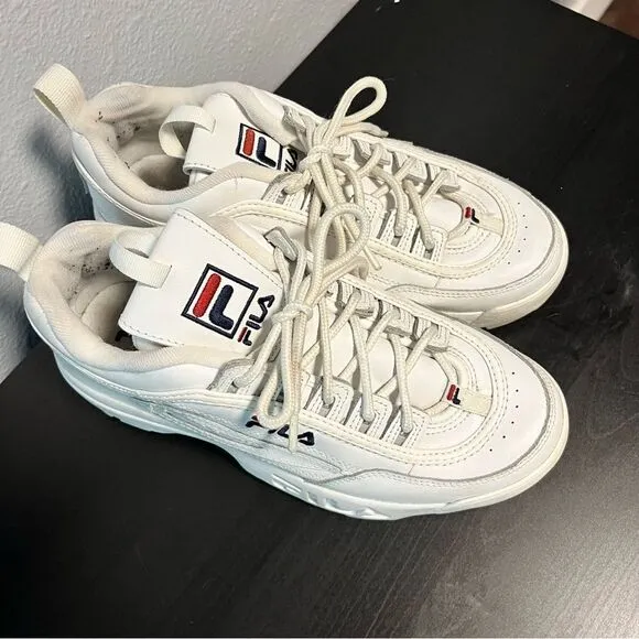 ICONIC Fila Disruptor 2.0 White Leather Chunky Lace Sneaker