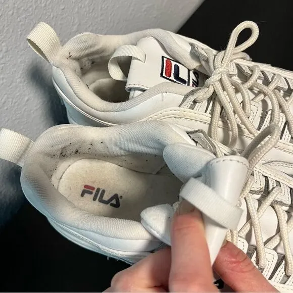 ICONIC Fila Disruptor 2.0 White Leather Chunky Lace Sneaker