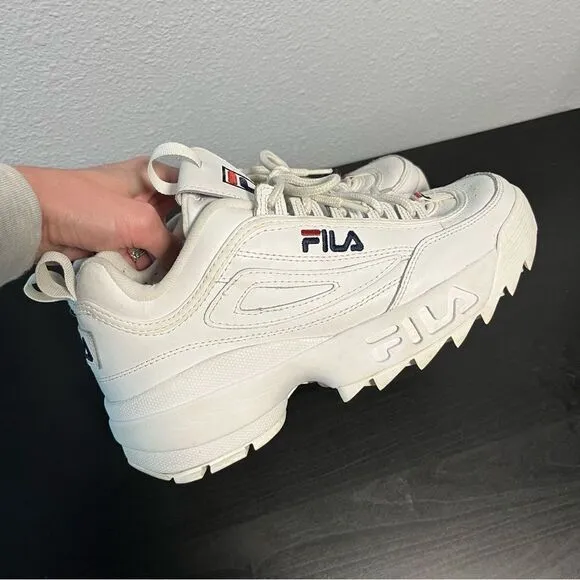 ICONIC Fila Disruptor 2.0 White Leather Chunky Lace Sneaker
