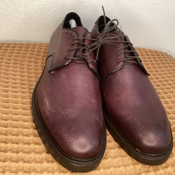 Igi&amp;Co Derby Dress Shoes Mens Sz 44 US‎ 10 Burgundy Leather Oxford Made Italy