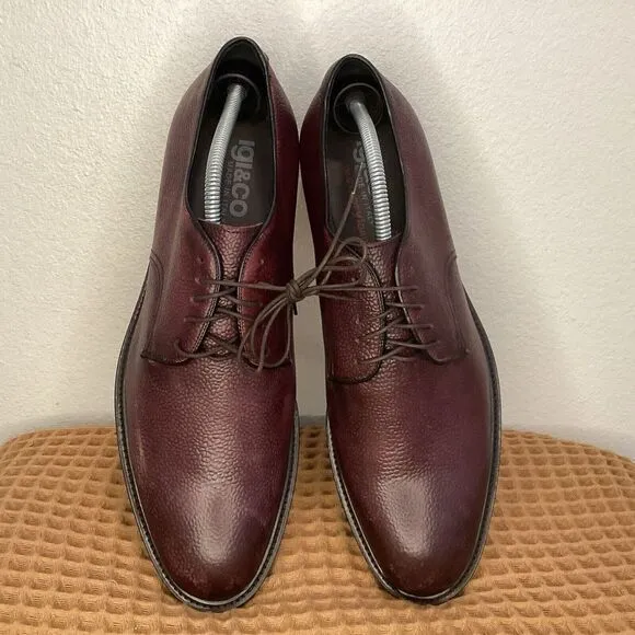 Igi&amp;Co Derby Dress Shoes Mens Sz 44 US‎ 10 Burgundy Leather Oxford Made Italy