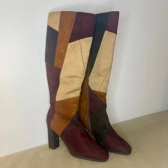 IMPO | Y2K PATCHWORK SUEDE | NWOT Multicolor Knee High Boots | Size 8
