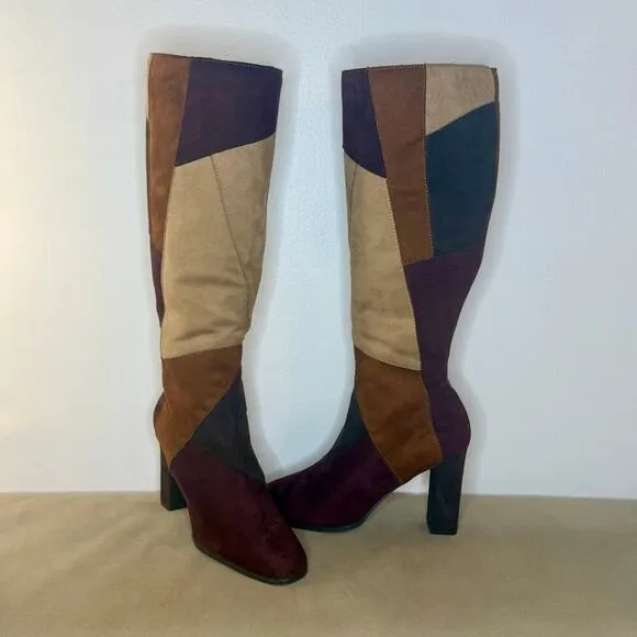 IMPO | Y2K PATCHWORK SUEDE | NWOT Multicolor Knee High Boots | Size 8