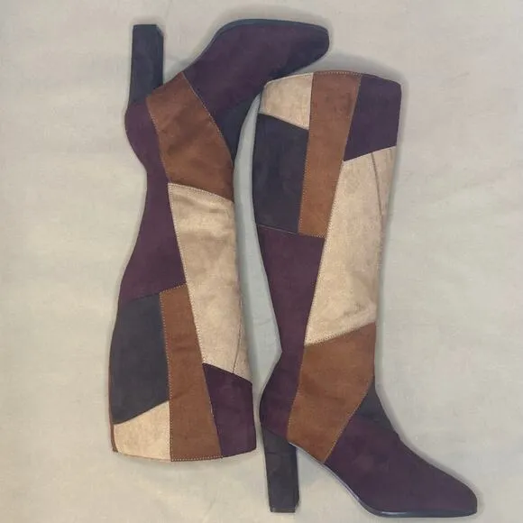 IMPO | Y2K PATCHWORK SUEDE | NWOT Multicolor Knee High Boots | Size 8