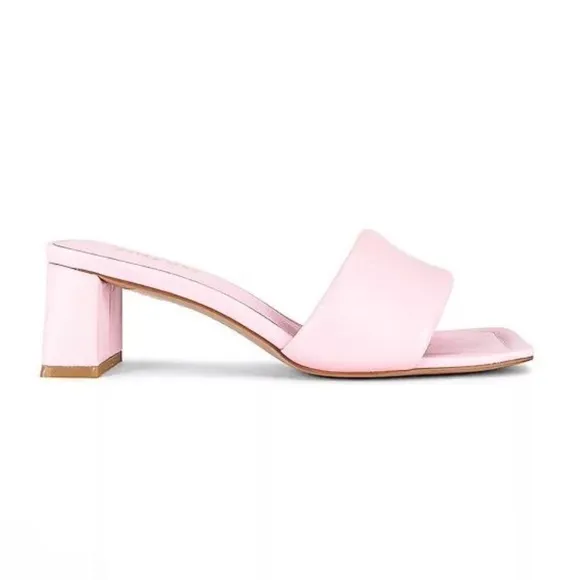 IN BOX Alias Mae Ari Pale Pink Leather Revolve Puff Slip On Chunky Heels Size 39