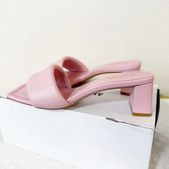 IN BOX Alias Mae Ari Pale Pink Leather Revolve Puff Slip On Chunky Heels Size 39