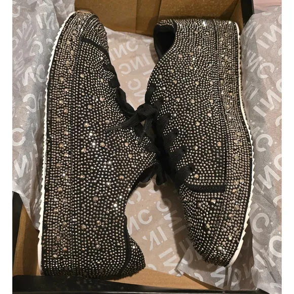 I.N.C. International Concepts Lola Rhinestone Sneakers Black EUC Size 10
