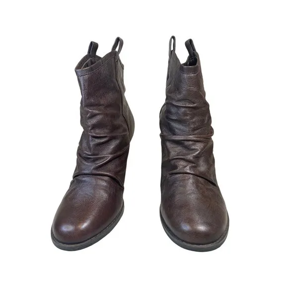 Indigo by Clarks Brown Leather Heel Ankle Boot Bootie Women's 10 M Slouch