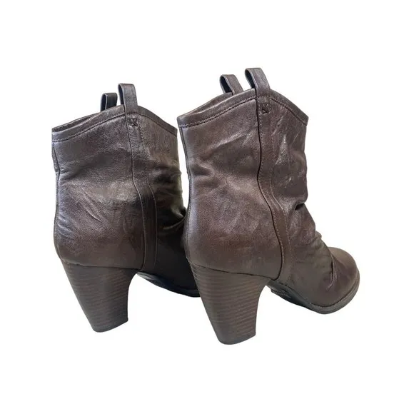 Indigo by Clarks Brown Leather Heel Ankle Boot Bootie Women's 10 M Slouch