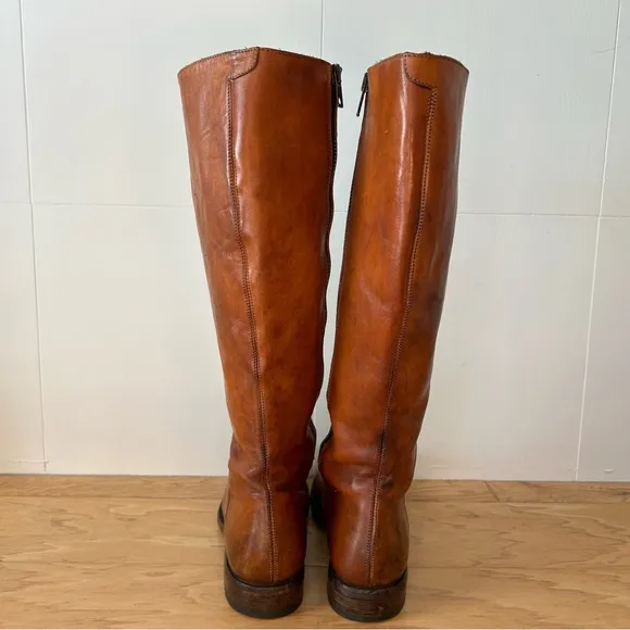 I.N.K. Lace Up Knee High Boot Brown Leather 36 Made in Italy Boho Bohemian Boots