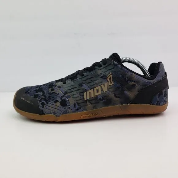 Inov8 Bare-XF 210 V2 Womens Size 8 Black Brown Camo Minimalist Sneaker Shoes
