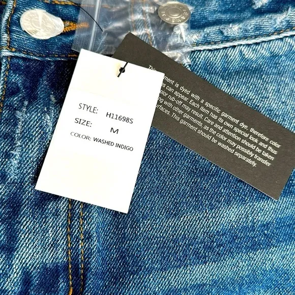 ITEM DITTO denim distressed mini skirt fly zipper boho cowgirl TRENDY SZ M NWT