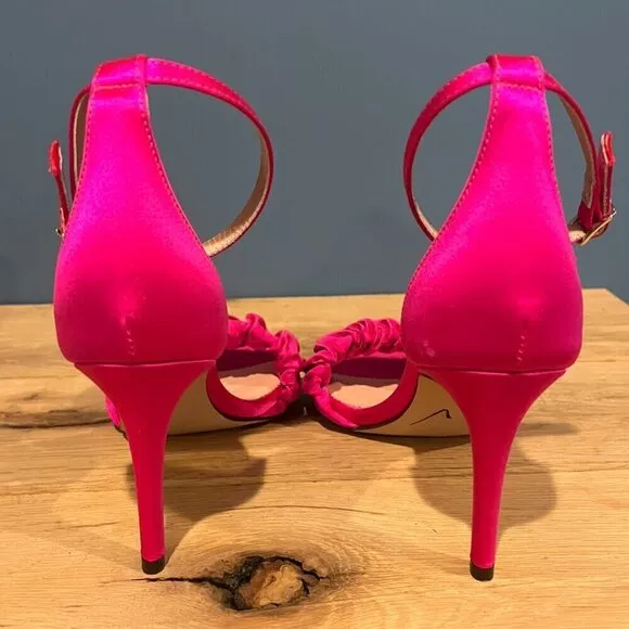J. Crew Collection Rylie ruched strap heels shoes satin BV709 pink 7