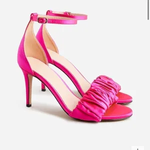 J. Crew Collection Rylie ruched strap heels shoes satin BV709 pink 7