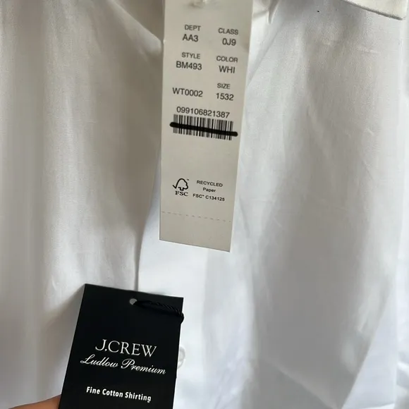 J Crew Ludlow Premium fine cotton dress shirt Mens 15 32 White