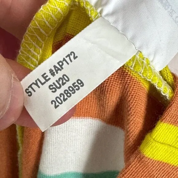 J Crew Striped Maxi Dress 2020 Rainbow Tiered Square Neck Cotton Size XXS Boho