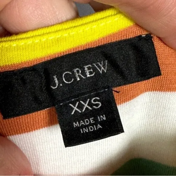 J Crew Striped Maxi Dress 2020 Rainbow Tiered Square Neck Cotton Size XXS Boho