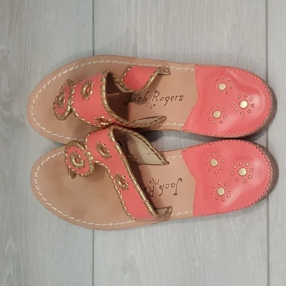 Jack Roger's Womens Hobo Boho Sandals T strap Sandals Flats shoes sz 7M
