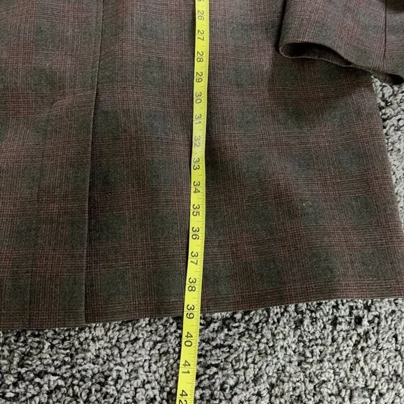 Jack Spade Warren Street Wool Car Coat Mens Size XL Brown Burgundy Plaid Jacket