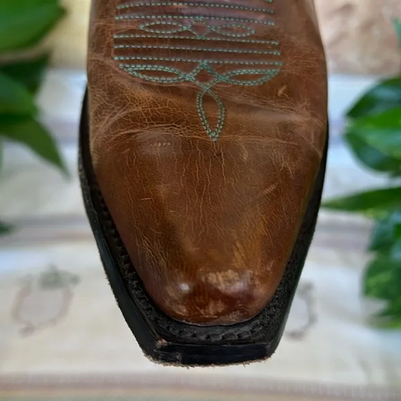 J.B Dillion Women’s Western Cowboy Brown/Turquoise Boho Calf Leather Boots