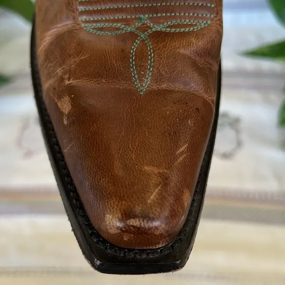 J.B Dillion Women’s Western Cowboy Brown/Turquoise Boho Calf Leather Boots