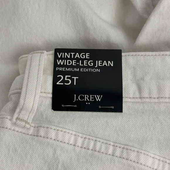 J.CREW Premium Edition Vintage Wide-Leg Jean 25T Button All Day Stretch NWT B20