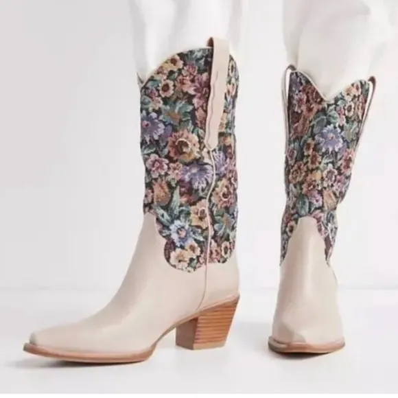 Jeffrey Campbell Anthropologie Crossroads Western Cowboy Tapestry Boots Size 9