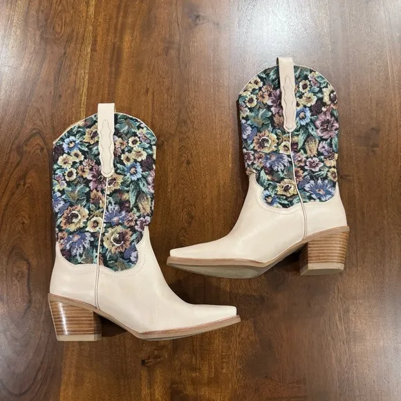 Jeffrey Campbell Anthropologie Crossroads Western Cowboy Tapestry Boots Size 9