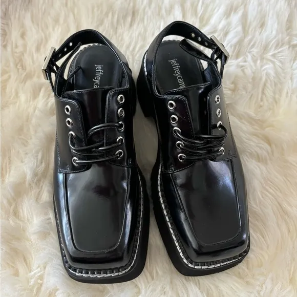 Jeffrey Campbell Book Slingback Platform Derby Shoes Size 6 Black