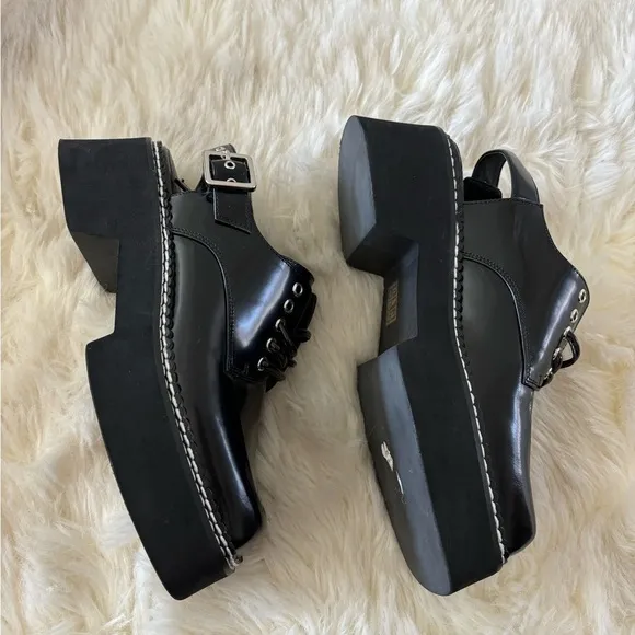Jeffrey Campbell Book Slingback Platform Derby Shoes Size 6 Black