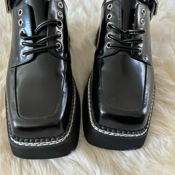 Jeffrey Campbell Book Slingback Platform Derby Shoes Size 6 Black