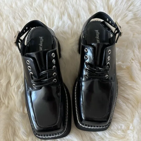 Jeffrey Campbell Book Slingback Platform Derby Shoes Size 6 Black